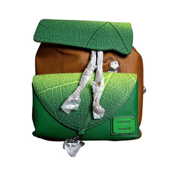 Loungefly Handbags - Loungefly Disney Pixar A Bugs Life Flik Leaf Mini Backpack Brown Green NWT
